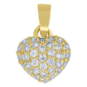 10kt 10k Yellow Gold Cubic-Zirconia Womens Heart Charm Pendant